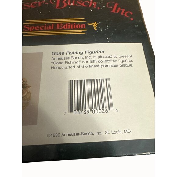 Anheuser-Busch Gone Fishing Special Edition Figurine 1996 Box + COA - Picture 6 of 6